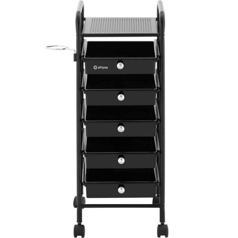 Wózek pomocnik fryzjerski z uchwytem na suszarkę 5 szuflad półka 330 x 320 mm Physa Wózek pomocnik fryzjerski z uchwytem na suszarkę 5 szuflad półka 330 x 320 mm Physa