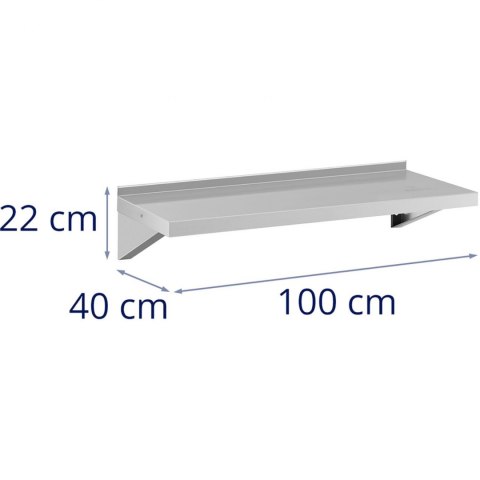 Półka ścienna wisząca kuchenna ze stali do 80 kg 100 x 40 cm Royal Catering Półka ścienna wisząca kuchenna ze stali do 80 kg 100 x 40 cm Royal Catering