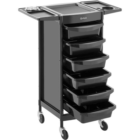 Wózek pomocnik fryzjerski z uchwytem na suszarkę 6 szuflad półka 420 x 390 mm Physa Wózek pomocnik fryzjerski z uchwytem na suszarkę 6 szuflad półka 420 x 390 mm Physa