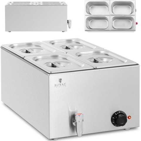 Bemar podgrzewacz elektryczny z kranem 4 x GN 1/4 600 W Royal Catering Bemar podgrzewacz elektryczny z kranem 4 x GN 1/4 600 W Royal Catering