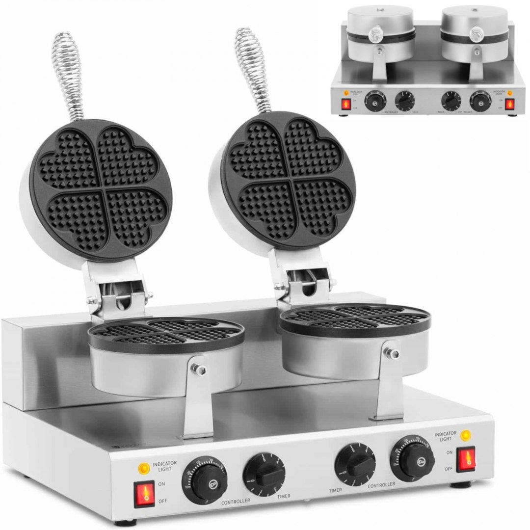 Gofrownica urządzenie do gofrów kształt serca podwójna śr. 2 x 180 mm 2 x 1000 W Royal Catering Gofrownica urządzenie do gofrów kształt serca podwójna śr. 2 x 180 mm 2 x 1000 W Royal Catering