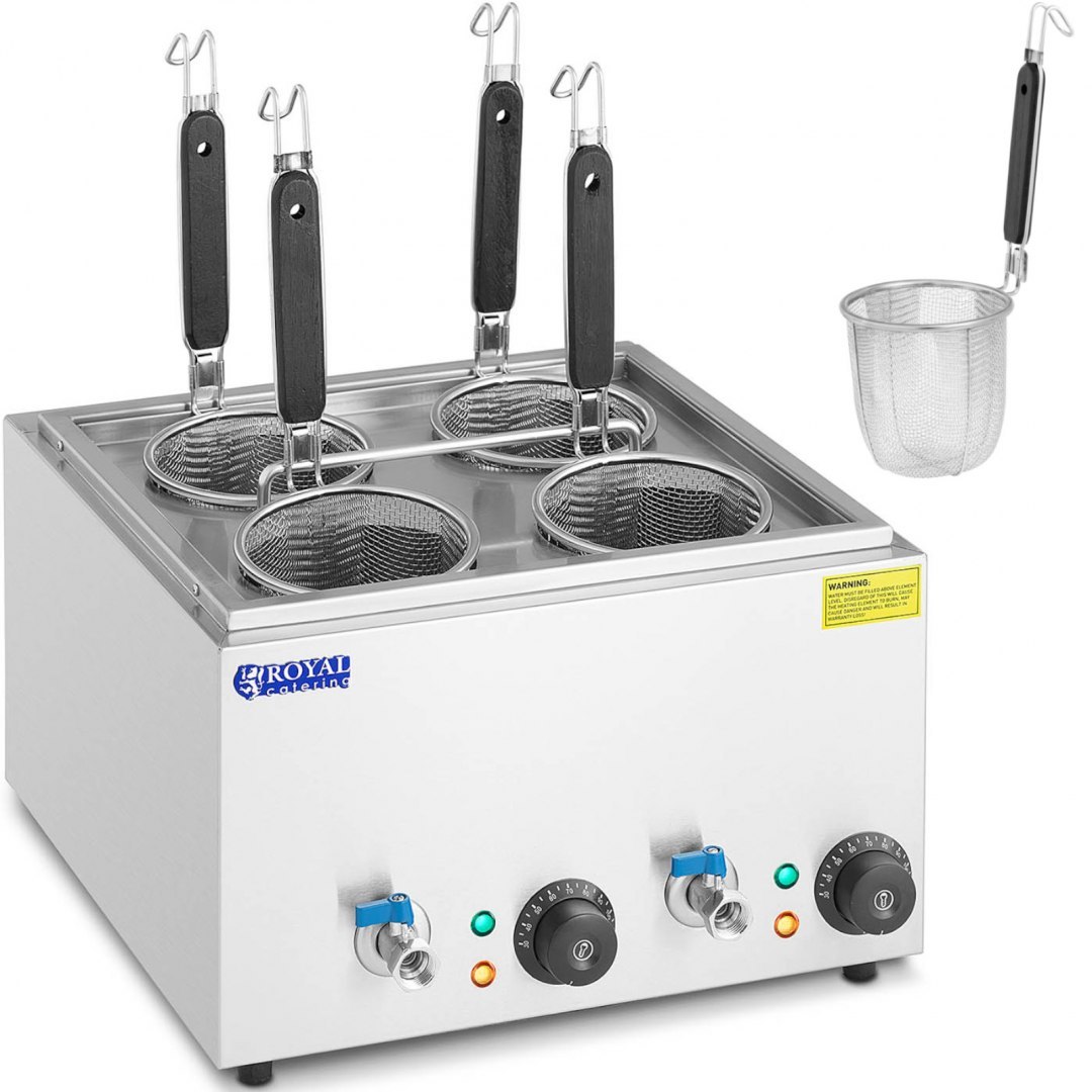 Makaroniarka warnik do gotowania makaronu z kranikami 4 kosze 2 x 6,5 l 3000 W Royal Catering Makaroniarka warnik do gotowania makaronu z kranikami 4 kosze 2 x 6,5 l 3000 W Royal Catering