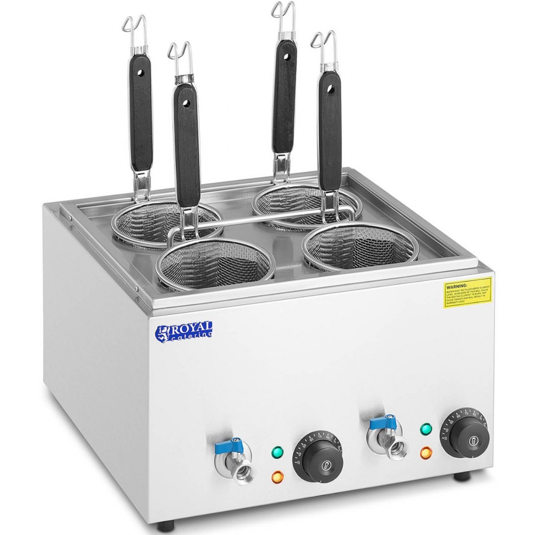 Makaroniarka warnik do gotowania makaronu z kranikami 4 kosze 2 x 6,5 l 3000 W Royal Catering Makaroniarka warnik do gotowania makaronu z kranikami 4 kosze 2 x 6,5 l 3000 W Royal Catering