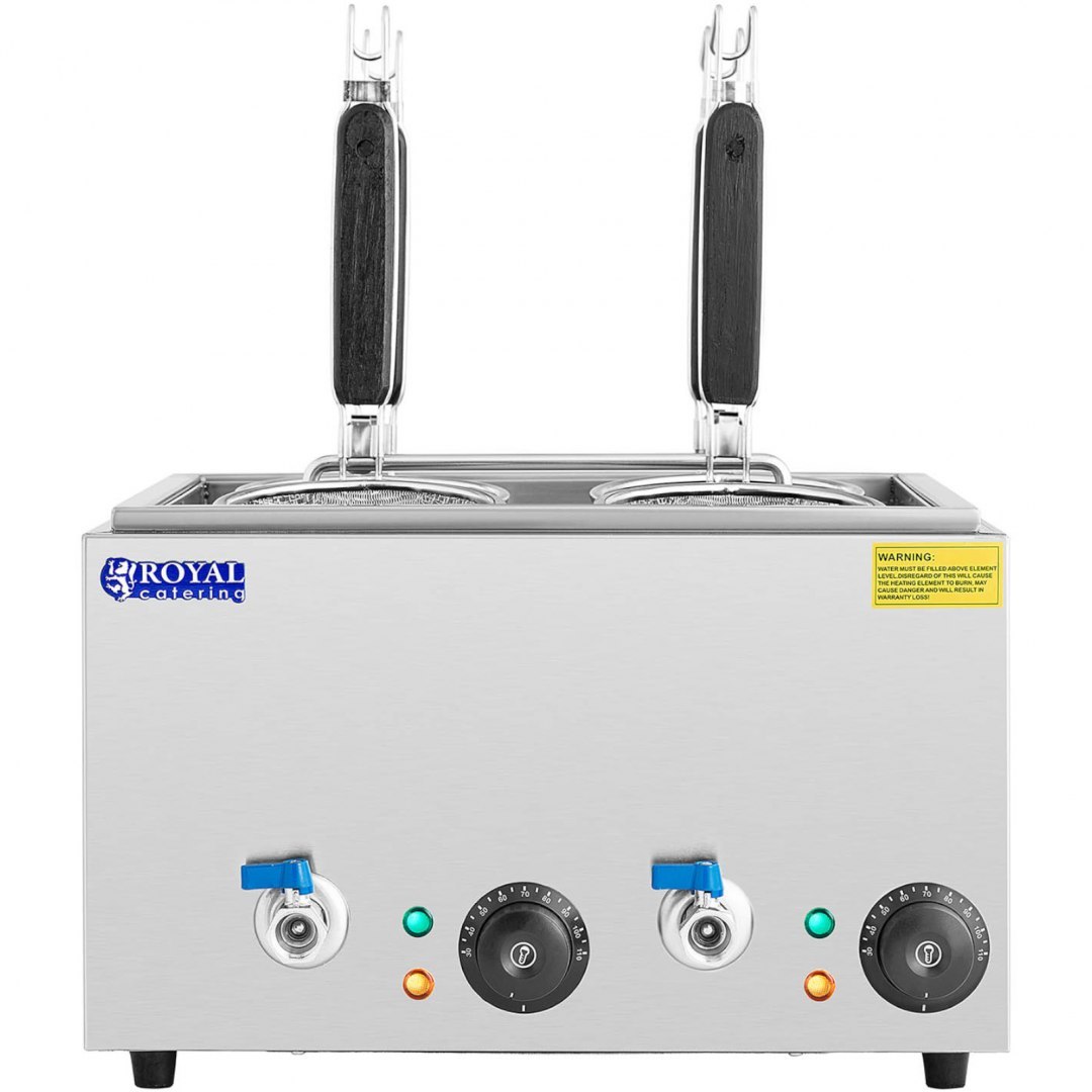 Makaroniarka warnik do gotowania makaronu z kranikami 4 kosze 2 x 6,5 l 3000 W Royal Catering Makaroniarka warnik do gotowania makaronu z kranikami 4 kosze 2 x 6,5 l 3000 W Royal Catering