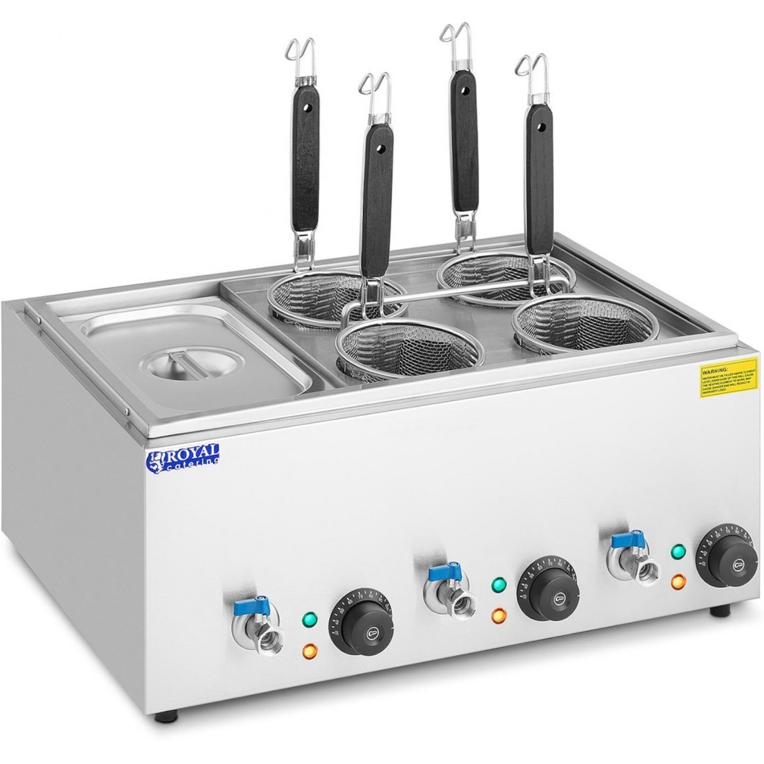 Makaroniarka warnik do gotowania makaronu z kranikami 4 kosze + GN 1/3 3 x 6,5 l 3000 W Royal Catering Makaroniarka warnik do gotowania makaronu z kranikami 4 kosze + GN 1/3 3 x 6,5 l 3000 W Royal Catering