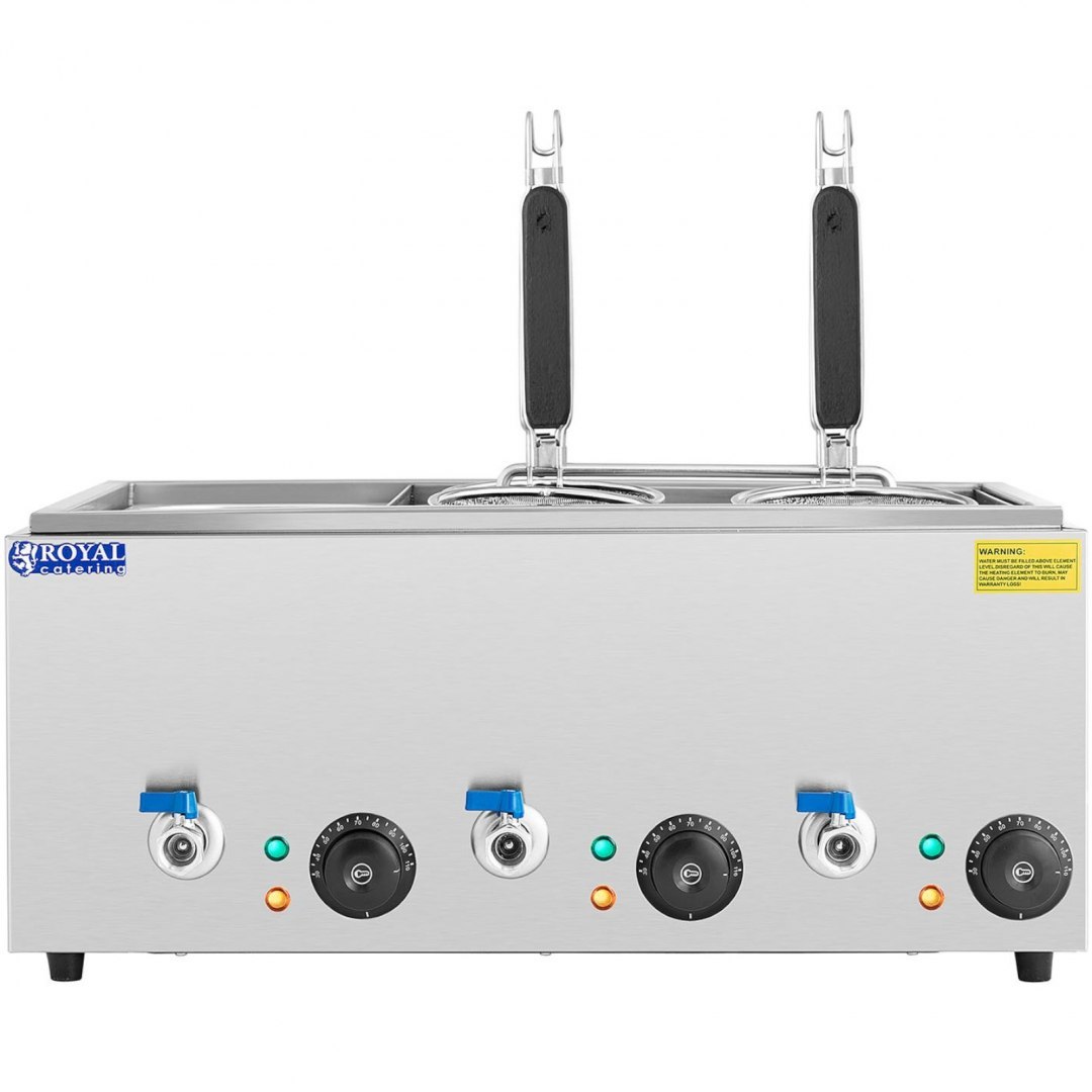 Makaroniarka warnik do gotowania makaronu z kranikami 4 kosze + GN 1/3 3 x 6,5 l 3000 W Royal Catering Makaroniarka warnik do gotowania makaronu z kranikami 4 kosze + GN 1/3 3 x 6,5 l 3000 W Royal Catering