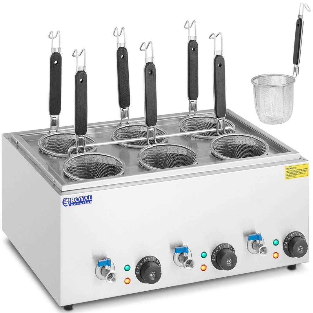 Makaroniarka warnik do gotowania makaronu z kranikami 6 koszy 3 x 6,5 l 3000 W Royal Catering Makaroniarka warnik do gotowania makaronu z kranikami 6 koszy 3 x 6,5 l 3000 W Royal Catering