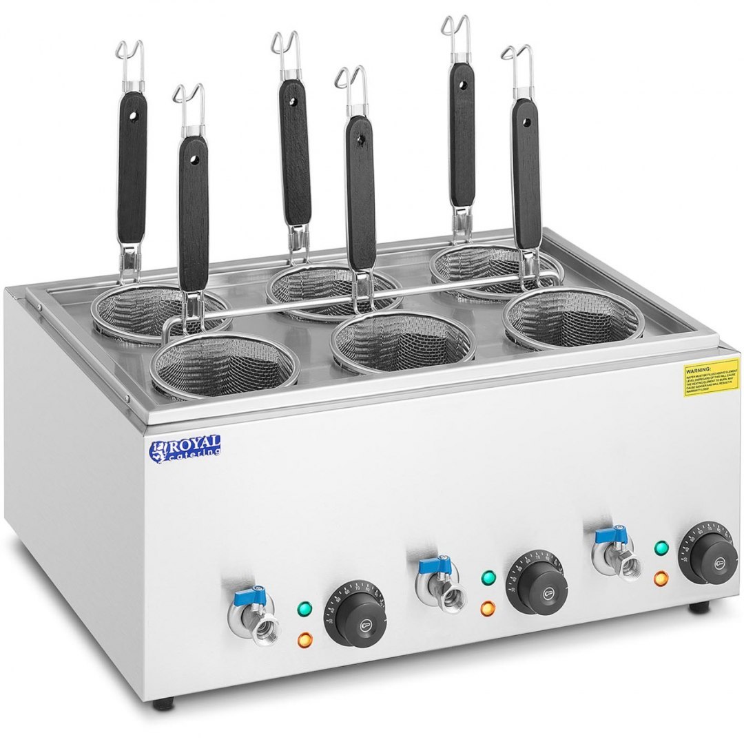 Makaroniarka warnik do gotowania makaronu z kranikami 6 koszy 3 x 6,5 l 3000 W Royal Catering Makaroniarka warnik do gotowania makaronu z kranikami 6 koszy 3 x 6,5 l 3000 W Royal Catering