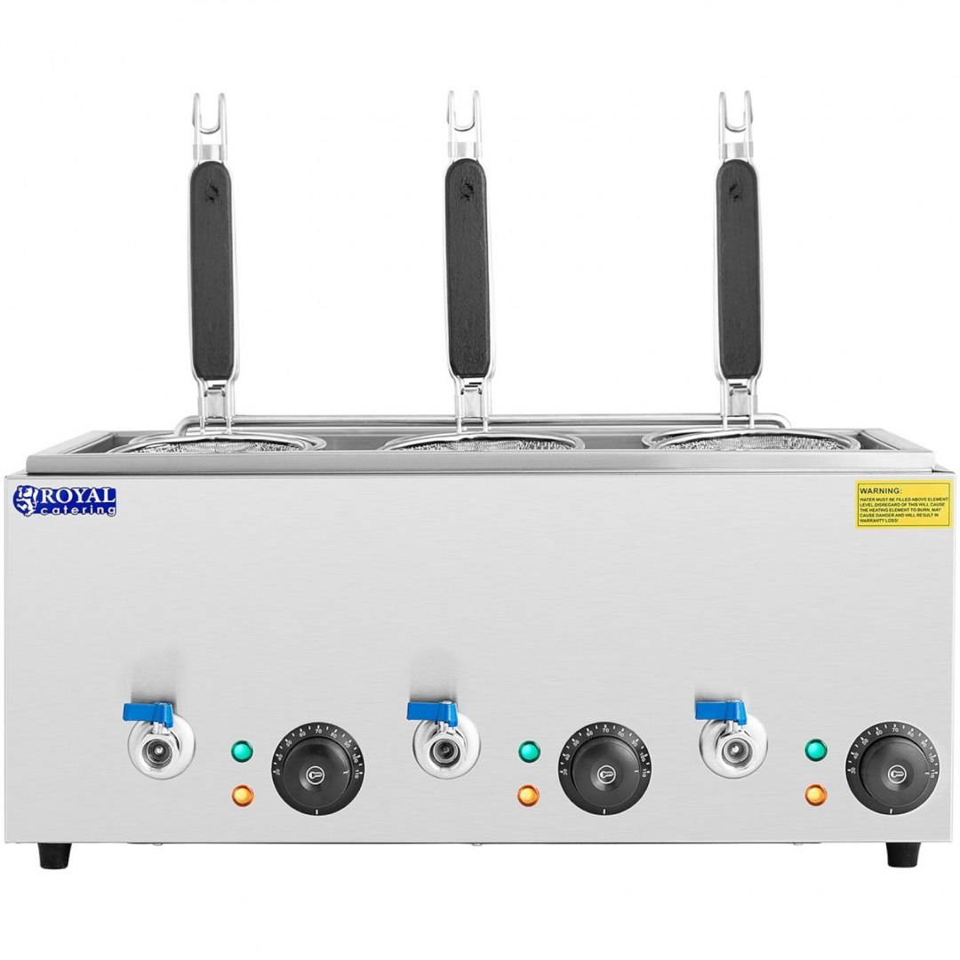 Makaroniarka warnik do gotowania makaronu z kranikami 6 koszy 3 x 6,5 l 3000 W Royal Catering Makaroniarka warnik do gotowania makaronu z kranikami 6 koszy 3 x 6,5 l 3000 W Royal Catering