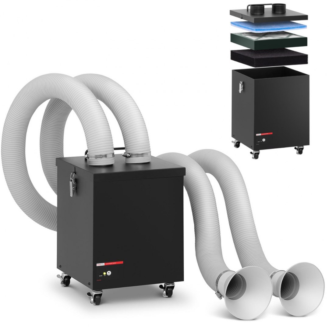 Pochłaniacz wyciag dymu oparów lutowniczych z filtracją dla dwóch stanowisk 410 m3/h 120 W Stamos Soldering Pochłaniacz wyciag dymu oparów lutowniczych z filtracją dla dwóch stanowisk 410 m3/h 120 W Stamos Soldering