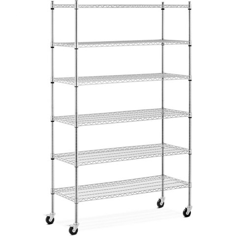 Regał magazynowy druciany ażurowy na kółkach 6 półek do 90 kg 120x45x189 cm Royal Catering Regał magazynowy druciany ażurowy na kółkach 6 półek do 90 kg 120x45x189 cm Royal Catering