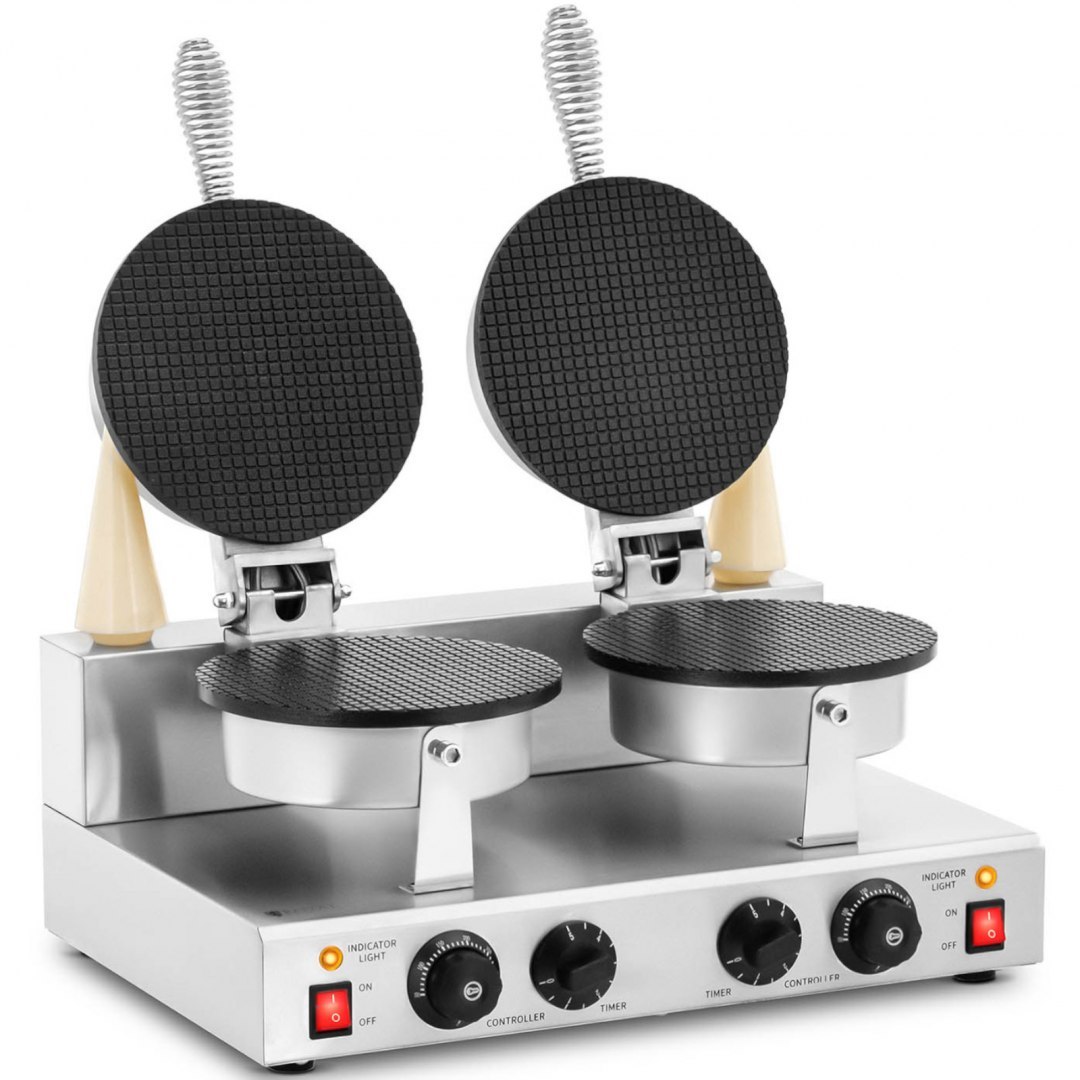 Waflownica wypiekacz wafli rożków do lodów podwójny STAL 2 x 1000 W Royal Catering Waflownica wypiekacz wafli rożków do lodów podwójny STAL 2 x 1000 W Royal Catering