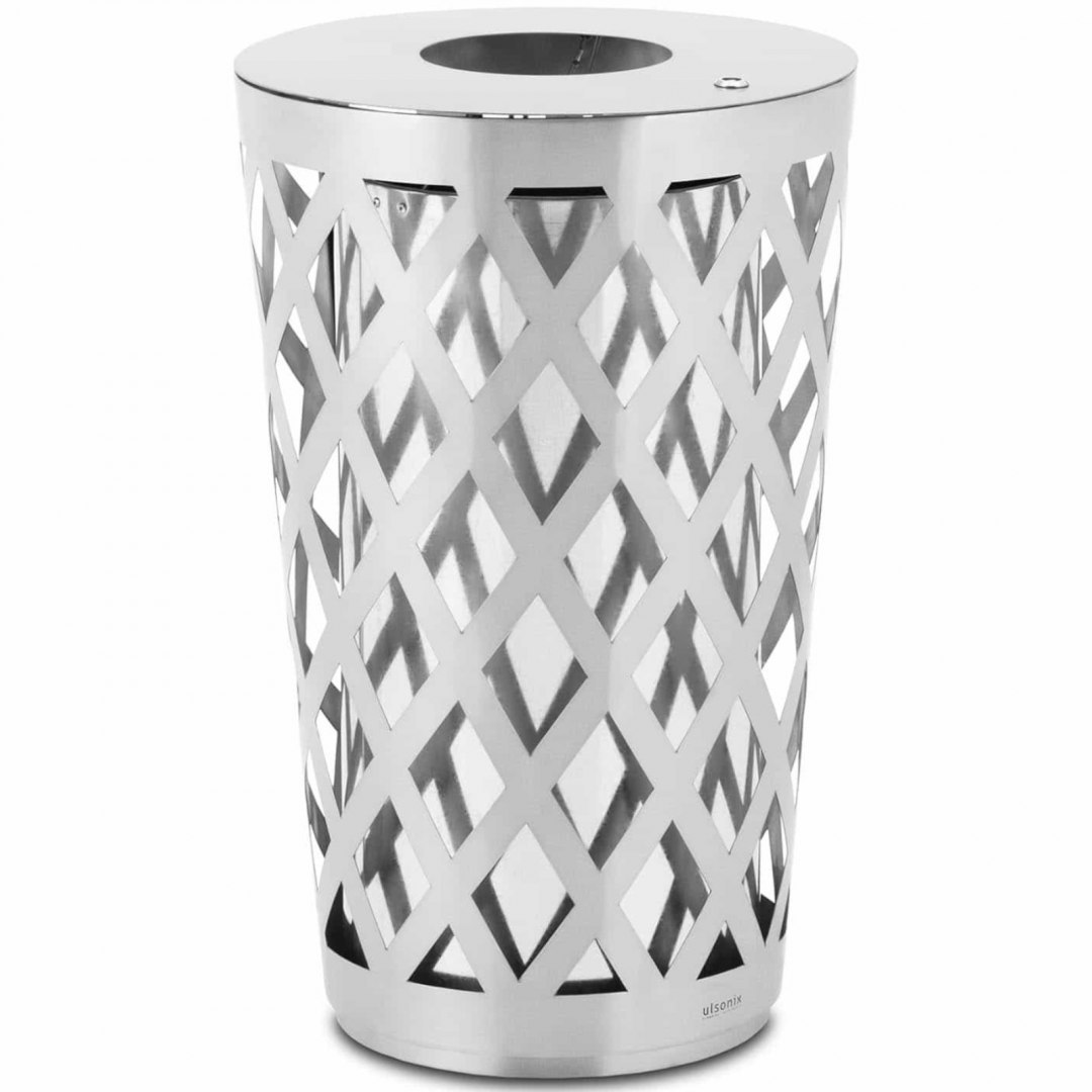 Kosz na odpady śmieci miejski zewnętrzny okrągły śr. 50 x 80 cm STAL szary Ulsonix Kosz na odpady śmieci miejski zewnętrzny okrągły śr. 50 x 80 cm STAL szary Ulsonix