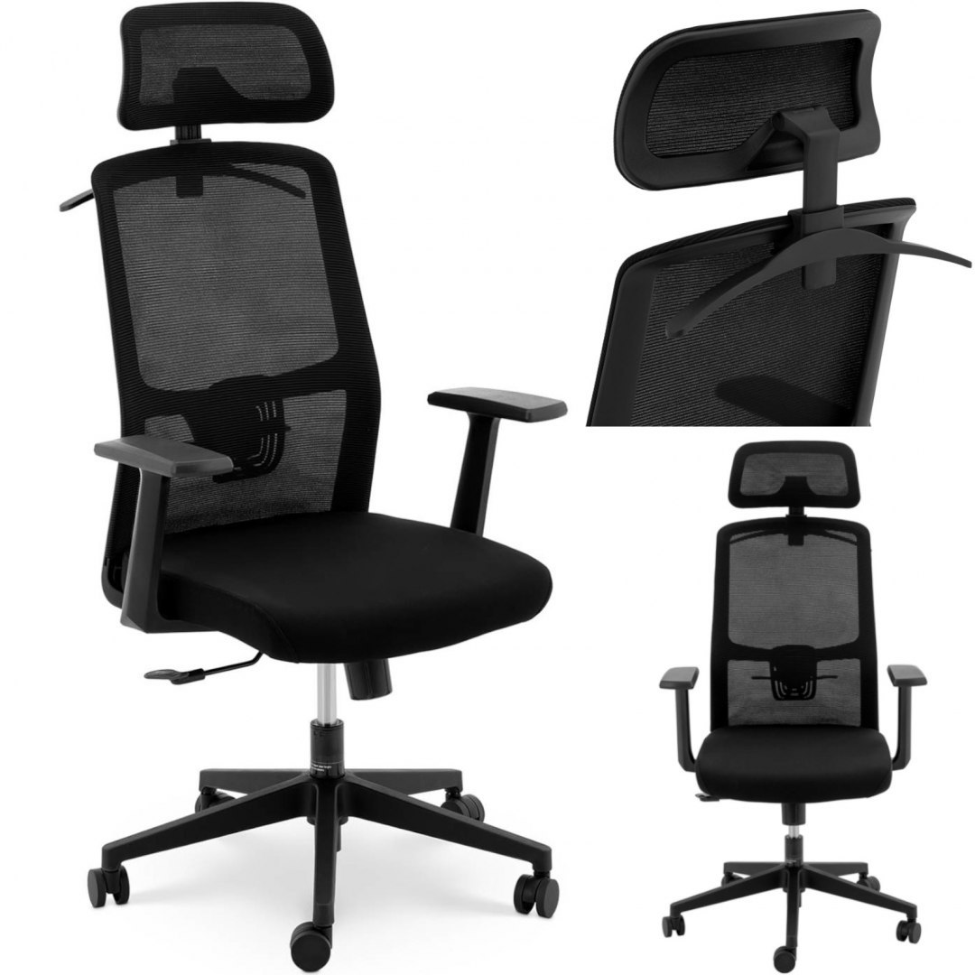 Krzesło fotel biurowy ergonomiczny z oparciem siatkowym zagłówkiem i wieszakiem wys. 47-57 cm FROMM&STARCK Krzesło fotel biurowy ergonomiczny z oparciem siatkowym zagłówkiem i wieszakiem wys. 47-57 cm FROMM&STARCK