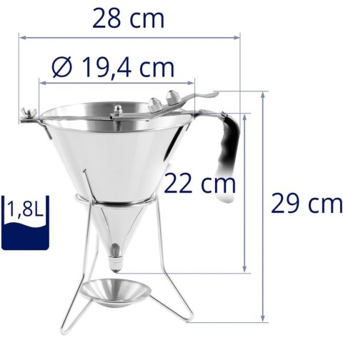 Dozownik lejek pistolet do sosów polew stalowy + stojak 3 dysze 1.8 l Royal Catering Dozownik lejek pistolet do sosów polew stalowy + stojak 3 dysze 1.8 l Royal Catering