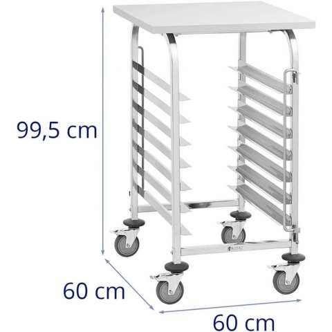 Wózek kelnerski cateringowy z półką do transportu 7 tac 60 x 60 cm z półką Royal Catering Wózek kelnerski cateringowy z półką do transportu 7 tac 60 x 60 cm z półką Royal Catering