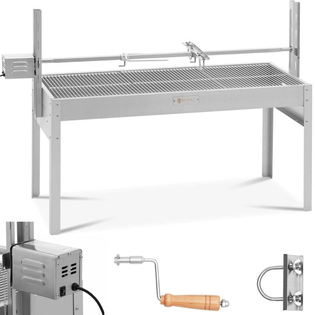 Grill węglowy z rożnem obrotowym elektrycznym do pieczenia prosiaka 13 W 40 kg 127 cm Royal Catering Grill węglowy z rożnem obrotowym elektrycznym do pieczenia prosiaka 13 W 40 kg 127 cm Royal Catering