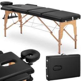 Stół łóżko do masażu składane szerokie z drewnianym stelażem DINAN BLACK - czarne Physa