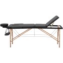 Stół łóżko do masażu składane szerokie z drewnianym stelażem DINAN BLACK - czarne Physa