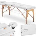 Stół łóżko do masażu składane szerokie z drewnianym stelażem DINAN WHITE - białe Physa