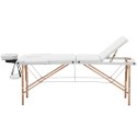 Stół łóżko do masażu składane szerokie z drewnianym stelażem DINAN WHITE - białe Physa