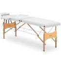 Stół łóżko do masażu składane szerokie z drewnianym stelażem VANNES WHITE - białe Physa