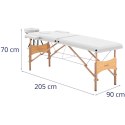Stół łóżko do masażu składane szerokie z drewnianym stelażem VANNES WHITE - białe Physa