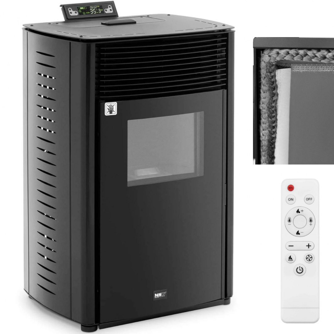 Piec piecyk kominek na pellet wolnostojący z pilotem 50-325 m3 13000 W MSW Piec piecyk kominek na pellet wolnostojący z pilotem 50-325 m3 13000 W MSW