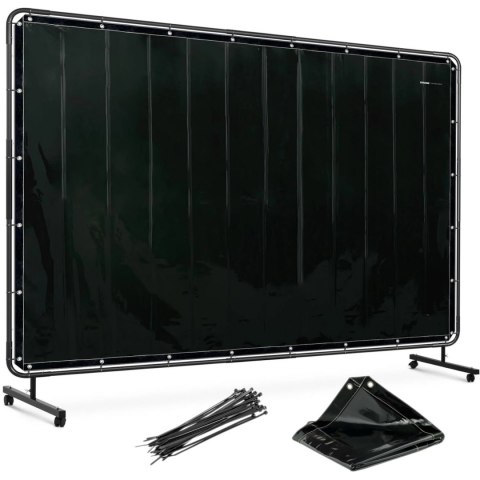 Ekran kurtyna spawalnicza ochronna z ramą na kółkach 240 x 180 cm - czarna Stamos Germany
