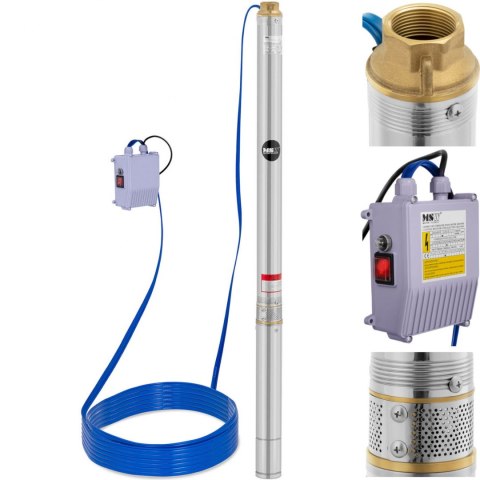 Pompa głębinowa do studni głębinowej STAL 1000 W 3800 l/h do 85 m MSW Pompa głębinowa do studni głębinowej STAL 1000 W 3800 l/h do 85 m MSW