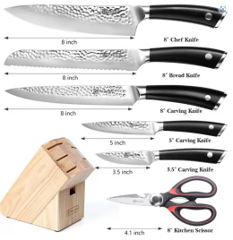 Komplet noży kuchennych Santoku w bloku 6 sztuk