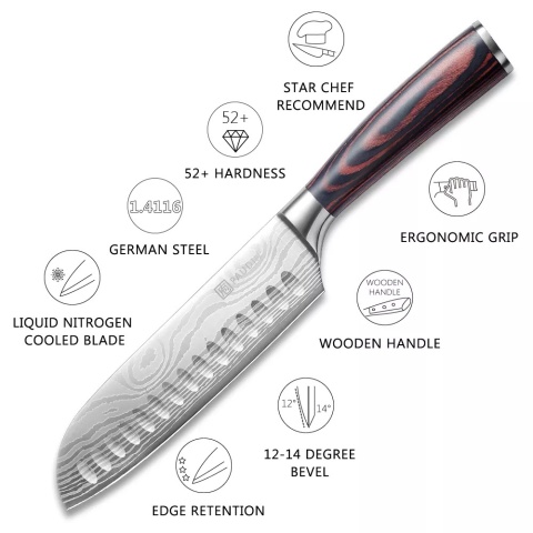 Nóż Santoku uniwersalny do mięsa, ryb i warzyw