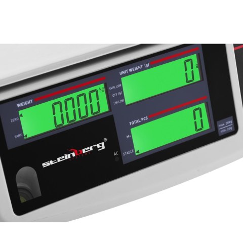 Waga sklepowa handlowa licząca LCD 30.5 x 22 cm 30 kg / 1 g Steinberg Systems Waga sklepowa handlowa licząca LCD 30.5 x 22 cm 30 kg / 1 g Steinberg Systems