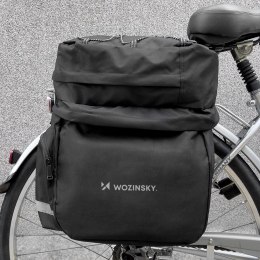 Pojemna torba rowerowa 60 l na bagażnik + osłona przeciwdeszczowa czarna WOZINSKY