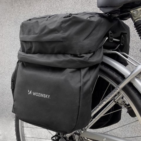 Pojemna torba rowerowa 60 l na bagażnik + osłona przeciwdeszczowa czarna WOZINSKY Pojemna torba rowerowa 60 l na bagażnik + osłona przeciwdeszczowa czarna WOZINSKY