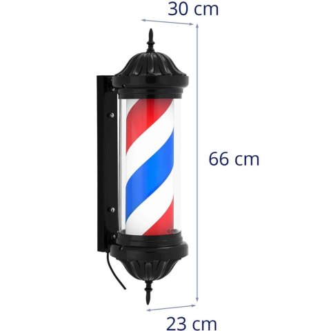 Słupek szyld fryzjerski barberski barber pole obrotowy podświetlany 38 cm - czarny Physa Słupek szyld fryzjerski barberski barber pole obrotowy podświetlany 38 cm - czarny Physa