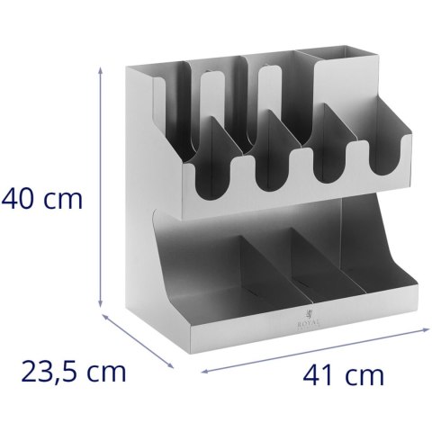Stojak organizer na kubki wieczka mieszadełka cukier do kawy - 11 przegródek Royal Catering Stojak organizer na kubki wieczka mieszadełka cukier do kawy - 11 przegródek Royal Catering