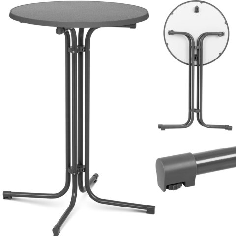Stół stolik barowy okrągły wysoki składany śr. 70 cm wys. 110 cm szary Royal Catering Stół stolik barowy okrągły wysoki składany śr. 70 cm wys. 110 cm szary Royal Catering