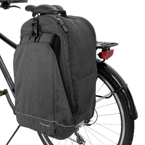 Torba rowerowa na bagażnik plecak rowerowy ze stelażem 2w1 30l czarny WOZINSKY Torba rowerowa na bagażnik plecak rowerowy ze stelażem 2w1 30l czarny WOZINSKY