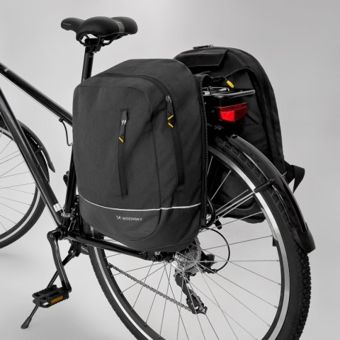 Torba rowerowa podwójna plecak 2w1 30l czarna WOZINSKY Torba rowerowa podwójna plecak 2w1 30l czarna WOZINSKY