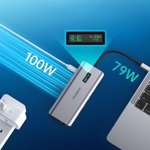 Adapter HUB wielofunkcyjny z wyświetlaczem USB-C USB-A VGA AUX SD TF 12w1 szary CHOETECH Adapter HUB wielofunkcyjny z wyświetlaczem USB-C USB-A VGA AUX SD TF 12w1 szary CHOETECH