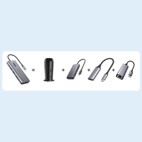 Adapter HUB wielofunkcyjny z wyświetlaczem USB-C USB-A VGA AUX SD TF 12w1 szary CHOETECH Adapter HUB wielofunkcyjny z wyświetlaczem USB-C USB-A VGA AUX SD TF 12w1 szary CHOETECH