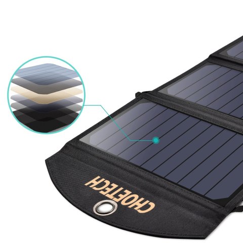 Ładowarka solarna słoneczna USB składana 19W 2xUSB czarna CHOETECH Ładowarka solarna słoneczna USB składana 19W 2xUSB czarna CHOETECH