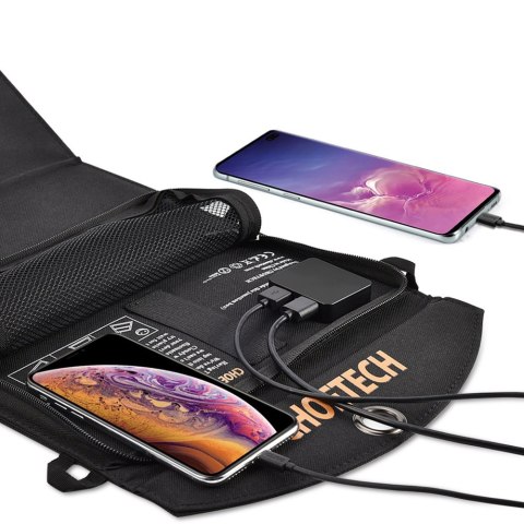 Ładowarka solarna słoneczna USB składana 19W 2xUSB czarna CHOETECH Ładowarka solarna słoneczna USB składana 19W 2xUSB czarna CHOETECH