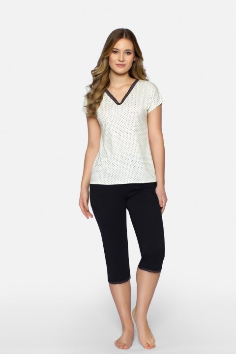 Piżama Cleo-P Ecru Ecru-Czarny XL Piżama Cleo-P Ecru Ecru-Czarny XL
