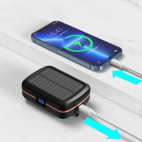 Słuchawki bezprzewodowe TWS wodoodporne z ładowarką solarną i powerbankiem 2500mAh czarny CHOETECH Słuchawki bezprzewodowe TWS wodoodporne z ładowarką solarną i powerbankiem 2500mAh czarny CHOETECH