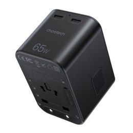 Szybka ładowarka podróżna wtyczka UE UK USA AUS 3xUSB 30-65W czarny CHOETECH