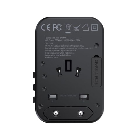 Szybka ładowarka podróżna wtyczka UE UK USA AUS 3xUSB 30-65W czarny CHOETECH Szybka ładowarka podróżna wtyczka UE UK USA AUS 3xUSB 30-65W czarny CHOETECH