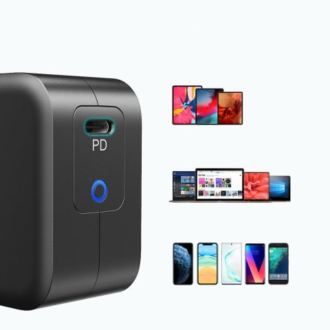 Szybka ładowarka sieciowa GaN USB Typ C 61W 3A PowerDelivery czarny CHOETECH Szybka ładowarka sieciowa GaN USB Typ C 61W 3A PowerDelivery czarny CHOETECH