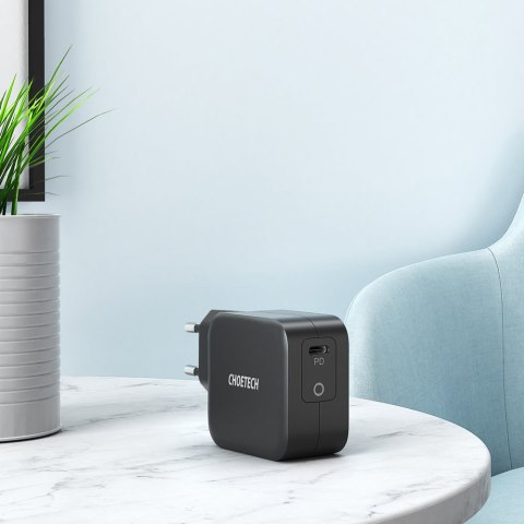 Szybka ładowarka sieciowa GaN USB Typ C 61W 3A PowerDelivery czarny CHOETECH Szybka ładowarka sieciowa GaN USB Typ C 61W 3A PowerDelivery czarny CHOETECH